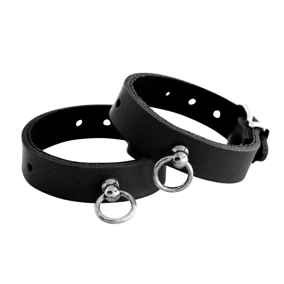 Leather Handcuffs Mini O - Ring