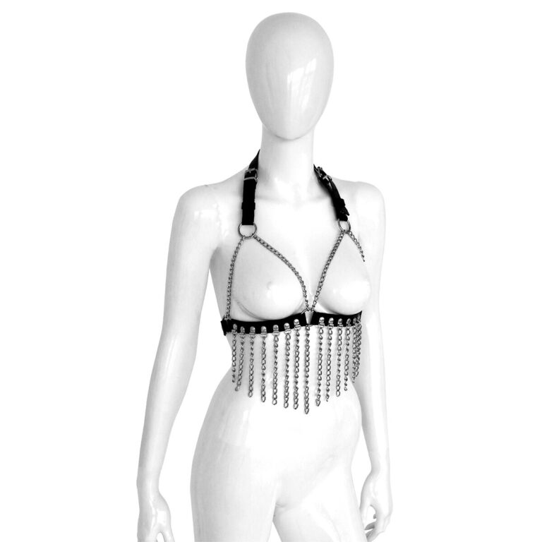 Leather Bra with Chains
