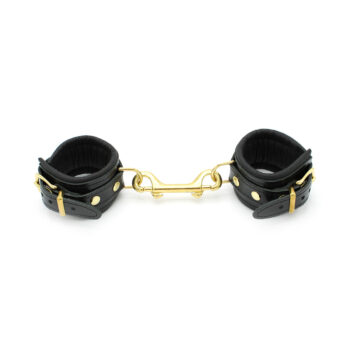 Shiny Black Leather Handcuffs