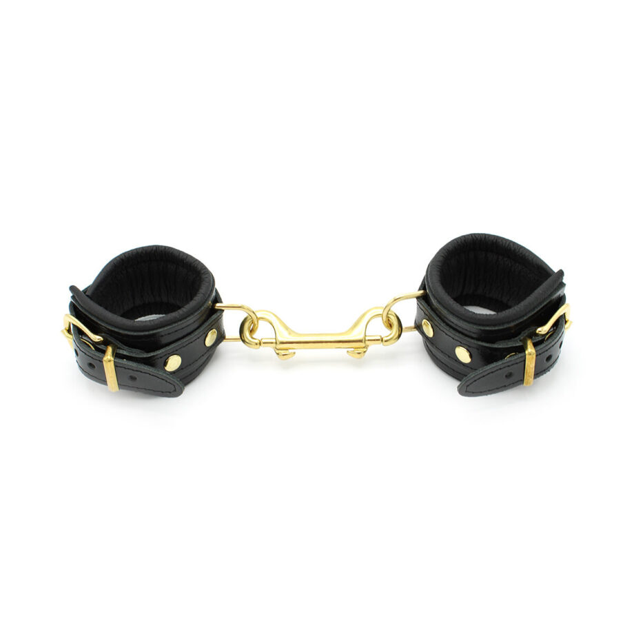 Shiny Black Leather Handcuffs