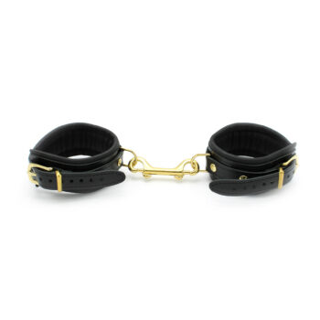 Shiny Black Leather Anklecuffs