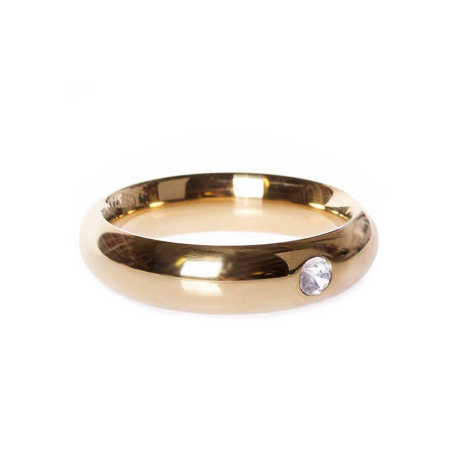 Gold Donut Cockring with Jewel - 50 mm