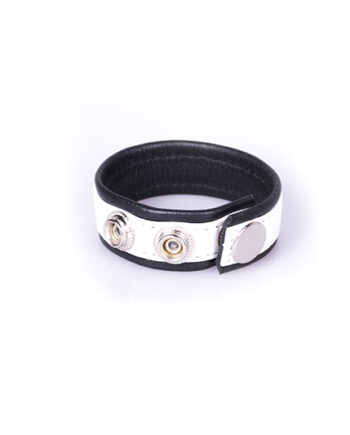 Rainbow Leather Cock Strap - Black & White