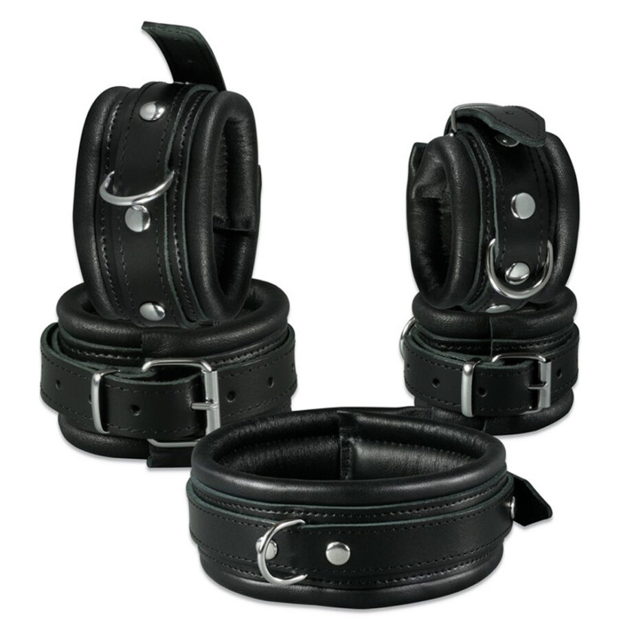 Leather Handcuffs Black - 5 cm