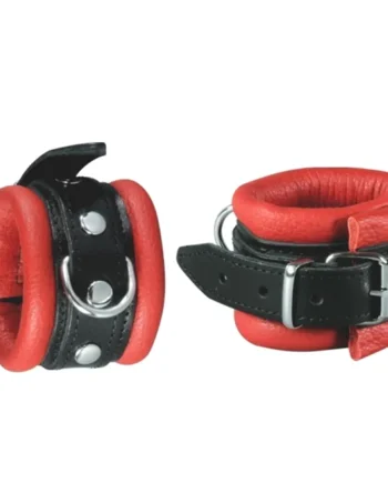 Leather Handcuffs Red - 5 cm