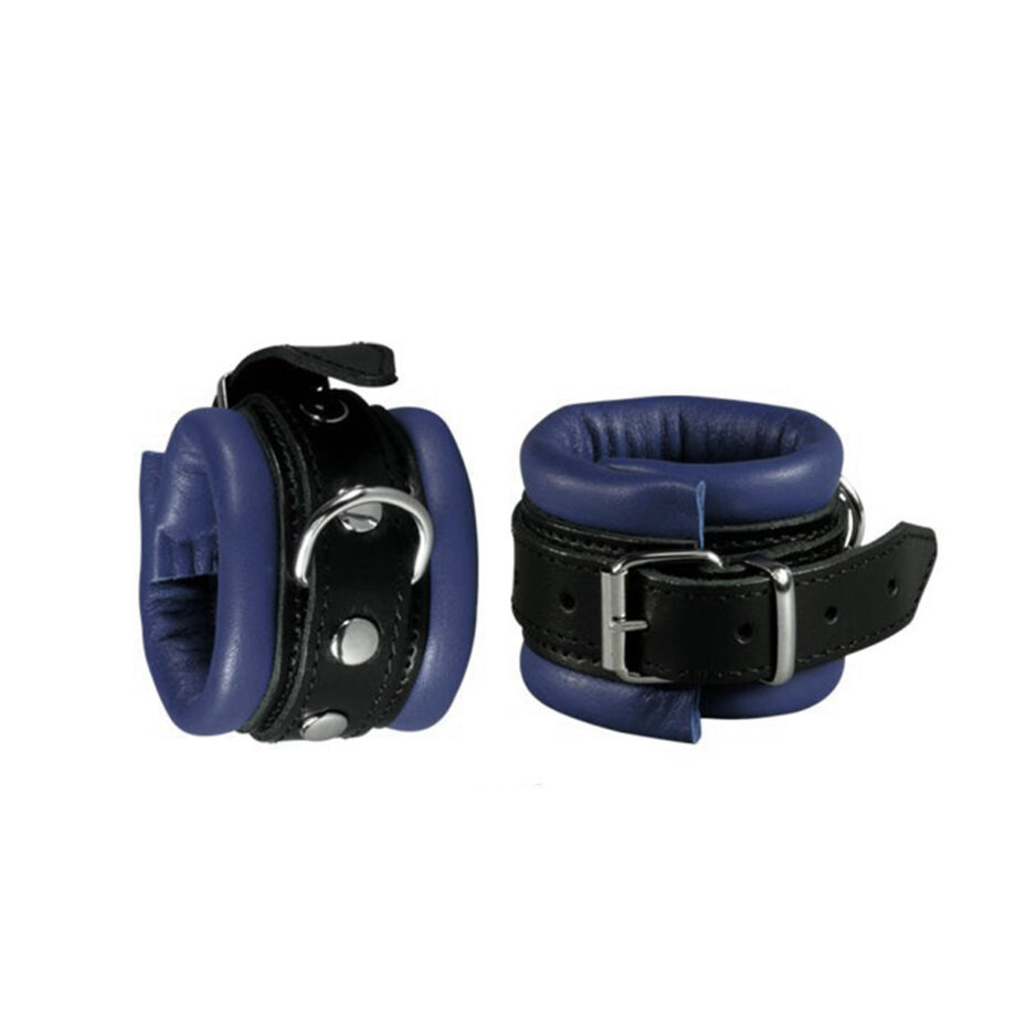 Leather Anklecuffs Blue - 5 cm