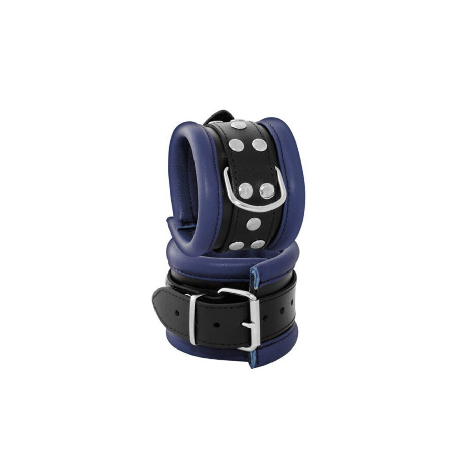 Leather Handcuffs Blue - 6