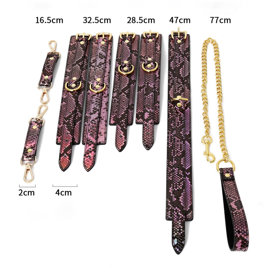 3 Piece BDSM Set Gold/Pink Reptile