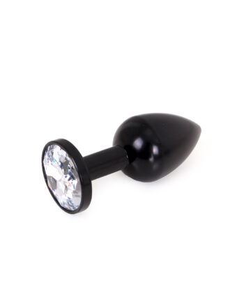 Aluminium Buttplug Black with Clear Gem