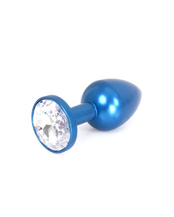 Aluminium Buttplug Blue with Clear Gem