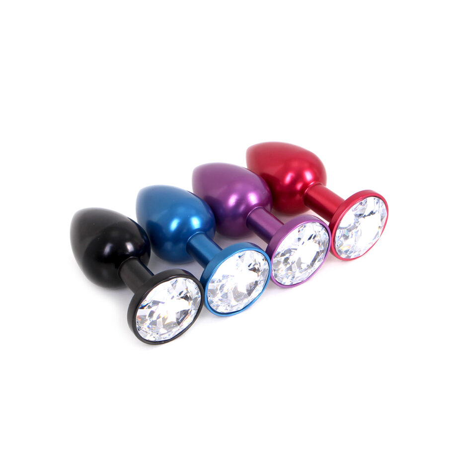 Aluminium Buttplug Purple with Clear Gem