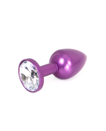 Aluminium Buttplug Purple with Clear Gem