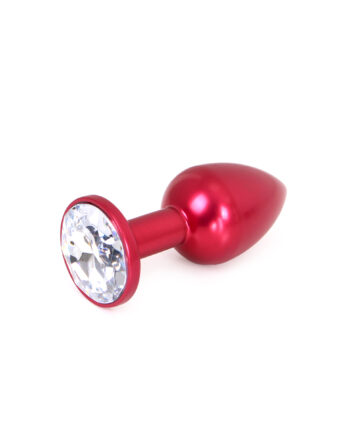 Aluminium Buttplug Red with Clear Gem