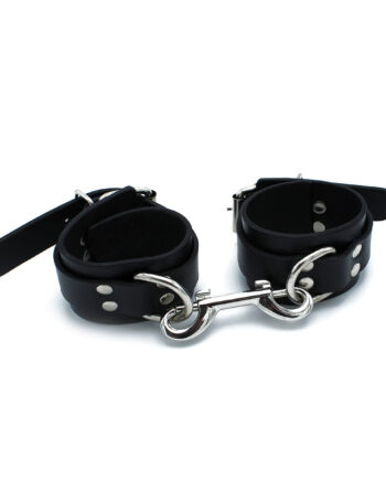Black Leather Chain-Linked Cuffs