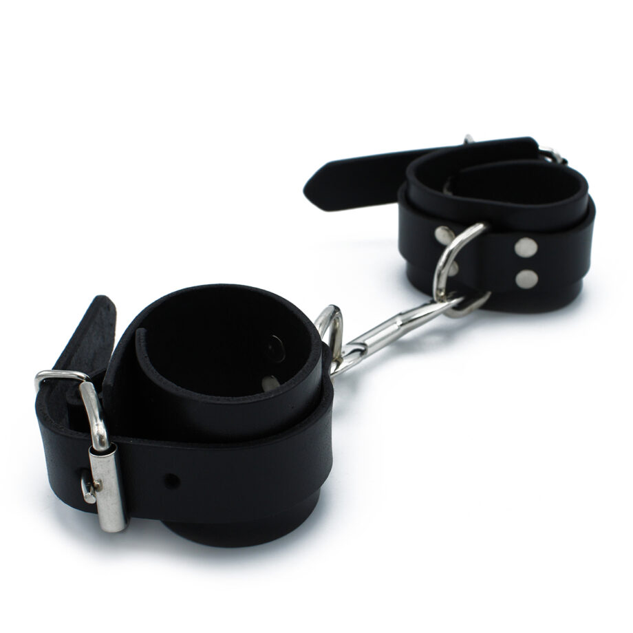 Black Leather Chain-Linked Cuffs