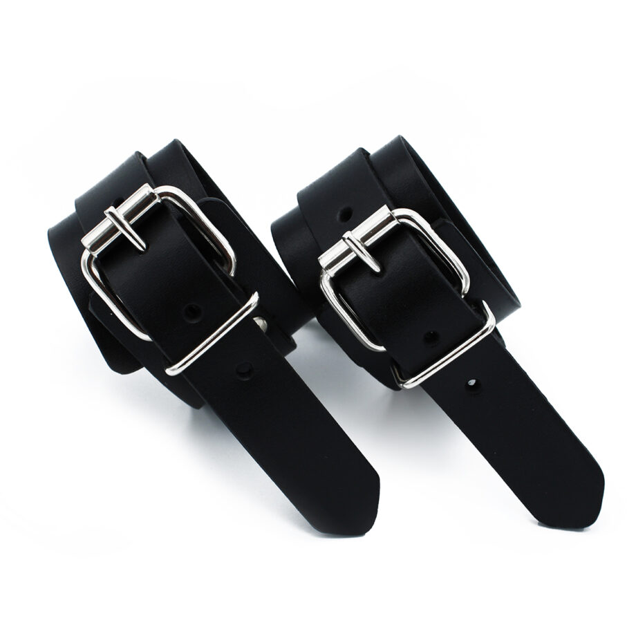 Black Leather Chain-Linked Cuffs