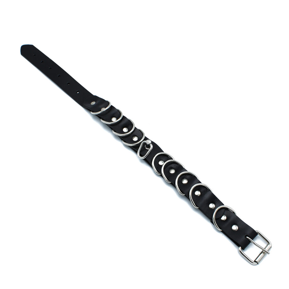 Black Leather Collar Multi-D-Rings