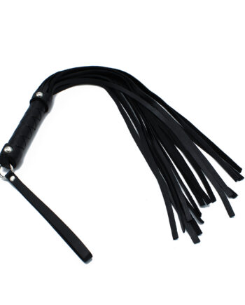 Black Leather Flogger with Braided Handle