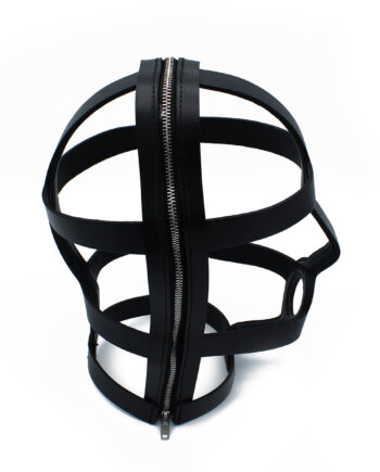 Black Leather Head Cage with Zipper