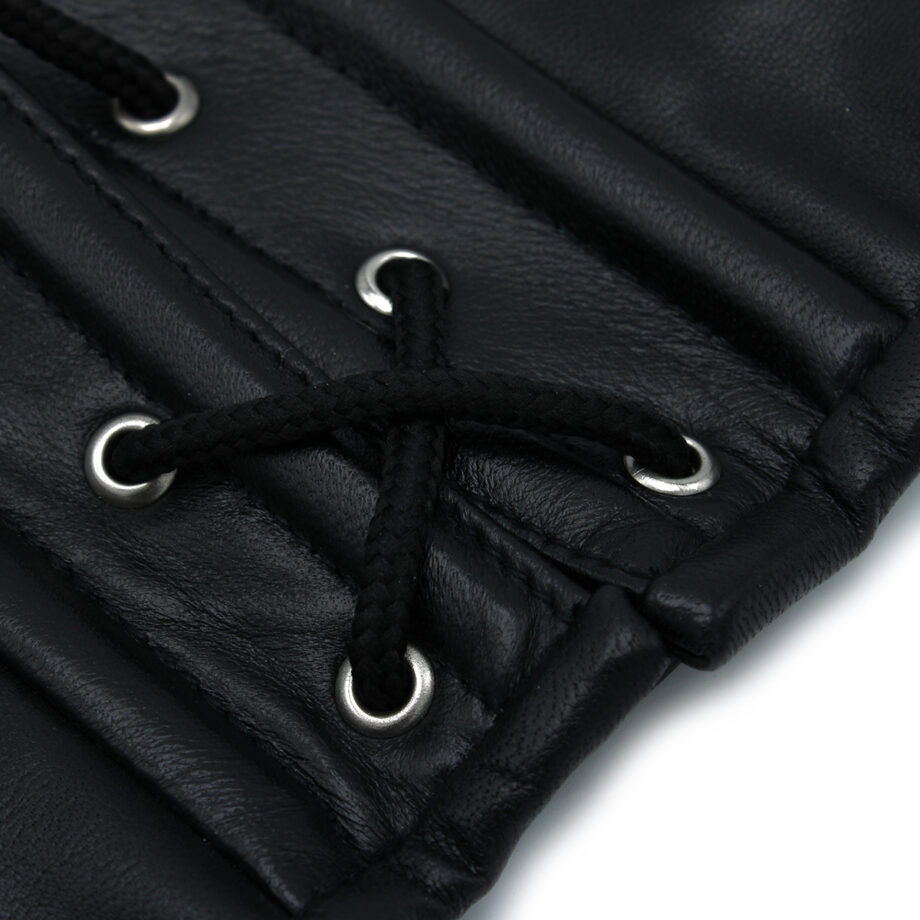 Black Leather Lace-Up Corset Collar