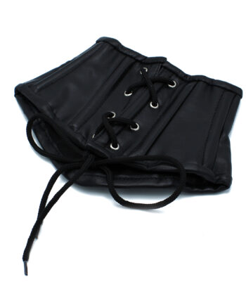 Black Leather Lace-Up Corset Collar