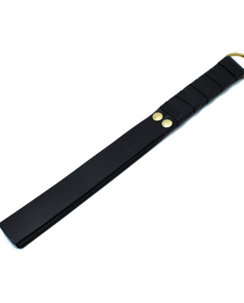 Black Leather Paddle with Gold D-Ring Handle