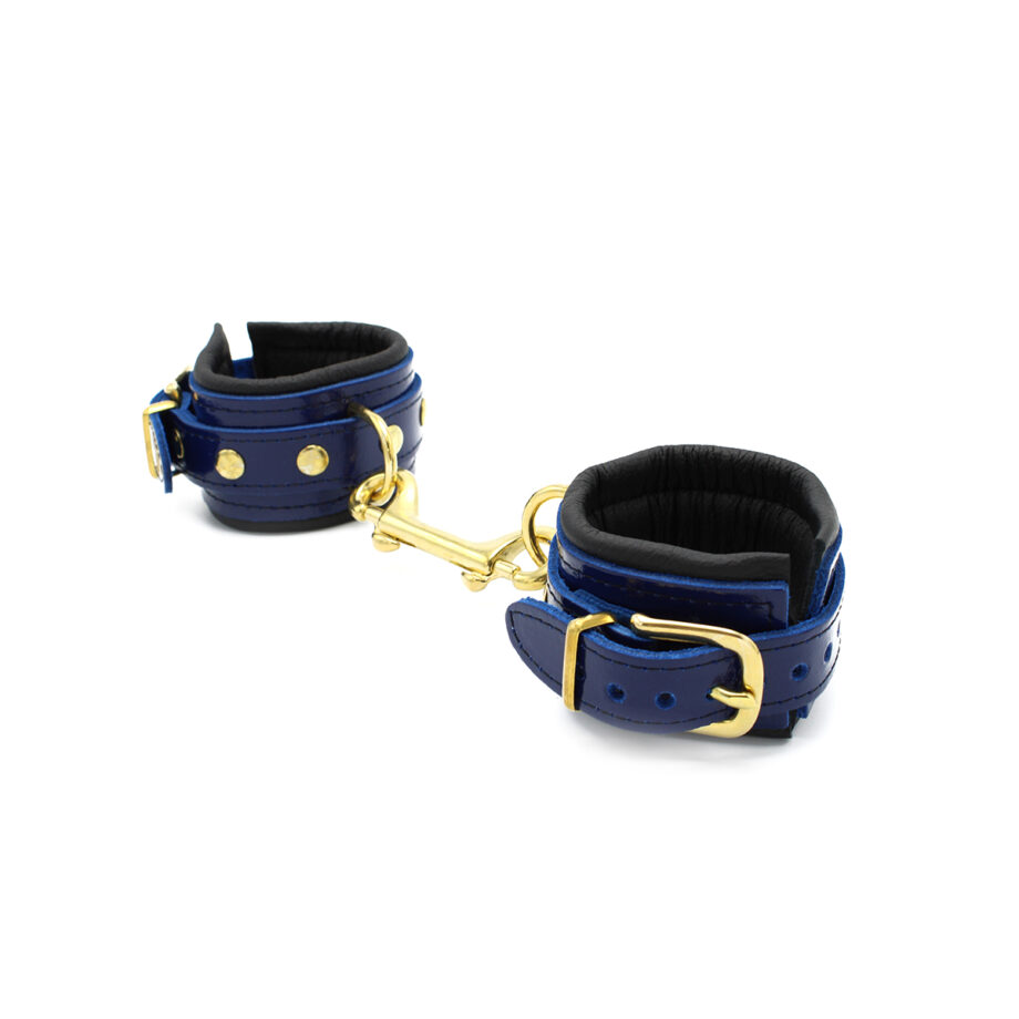 Blue Leather Handcuffs