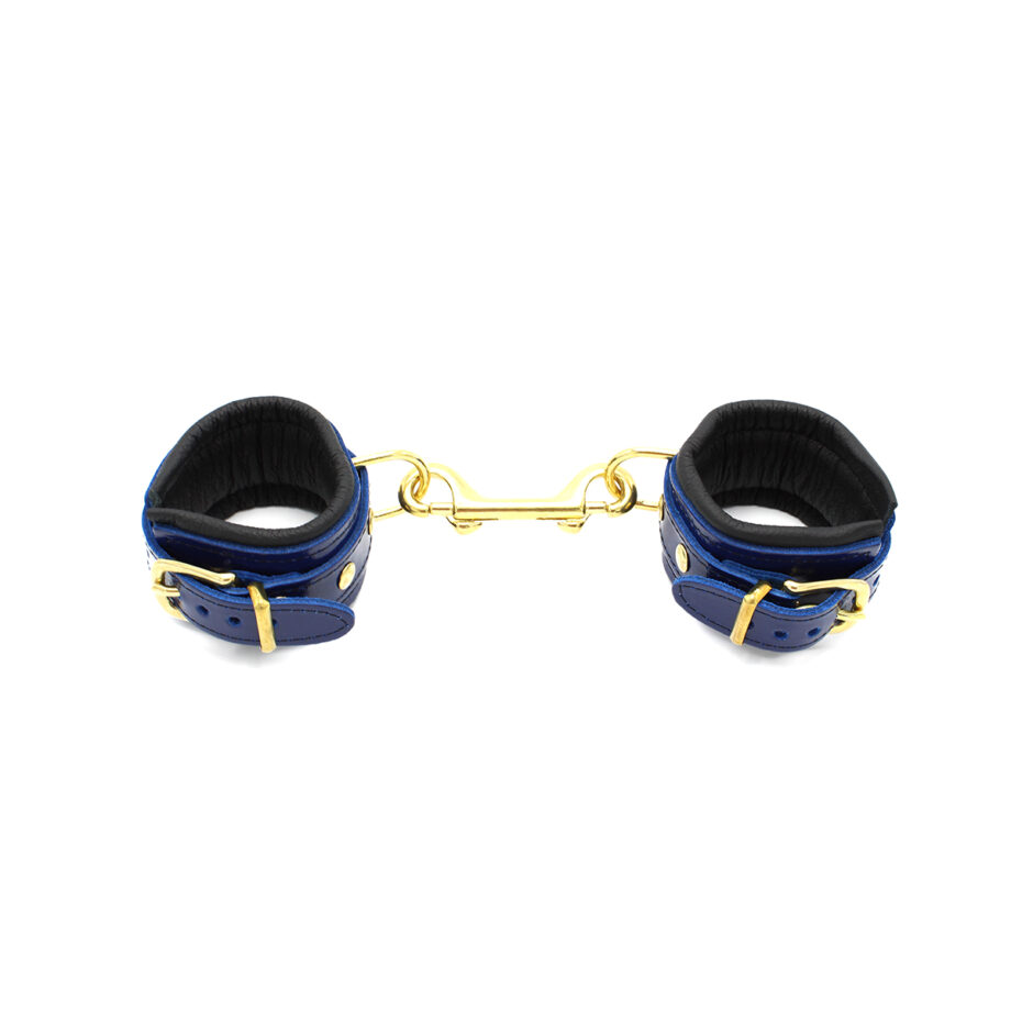 Blue Leather Handcuffs