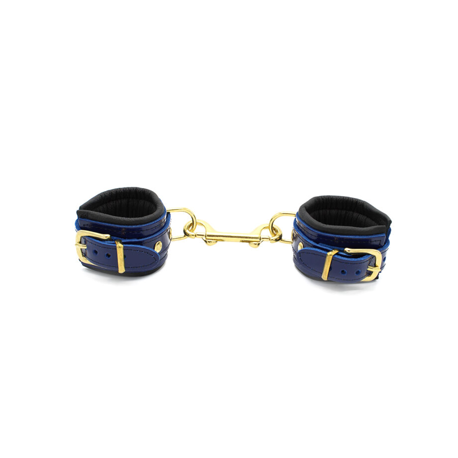 Blue Leather Handcuffs