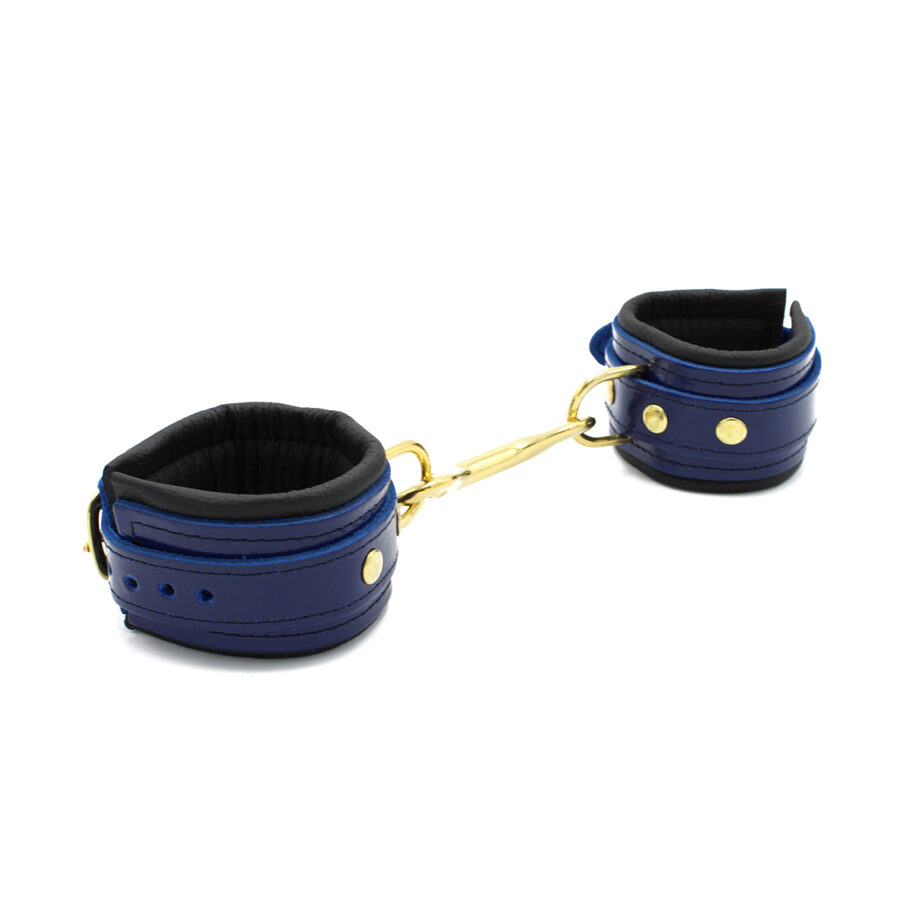 Blue Leather Handcuffs