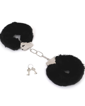 Budget Thin-Metal Black Plush Handcuffs