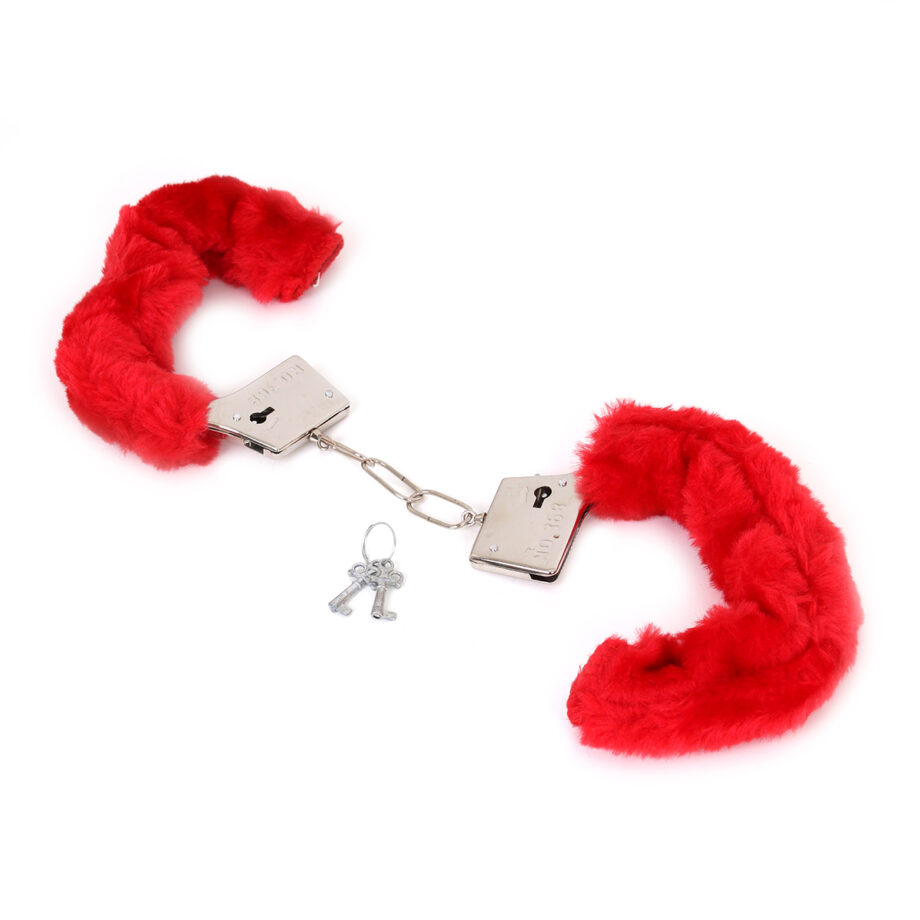 Budget Thin-Metal Red Plush Handcuffs