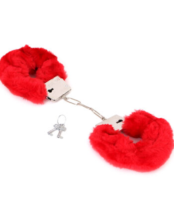 Budget Thin-Metal Red Plush Handcuffs