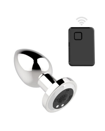 Chromed Steel Butplug with Remote