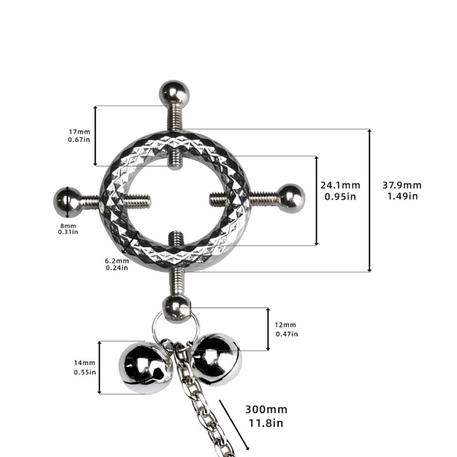 Circular Nipple Clamps Bells & Leather Harness