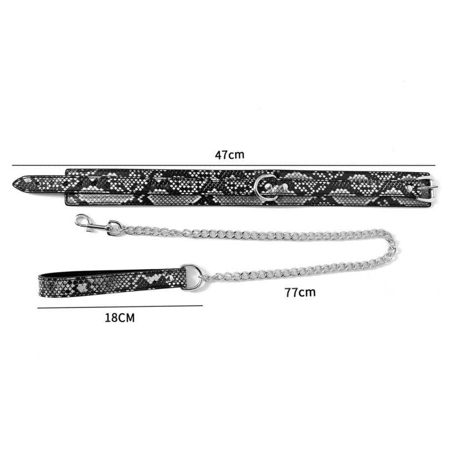 Collar Black/Silver Reptile with Leash