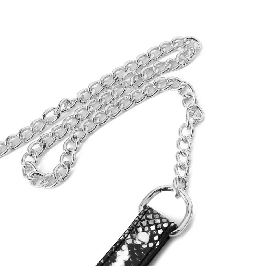 Collar Black/Silver Reptile with Leash