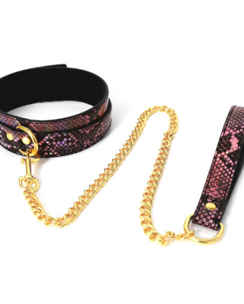 Collar Gold/Pink Reptile with Leash