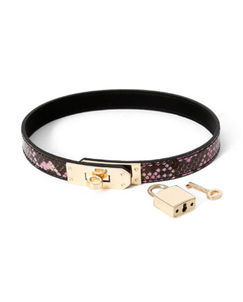 Collar/Bracelet One-size Narrow Gold/Pink Reptile