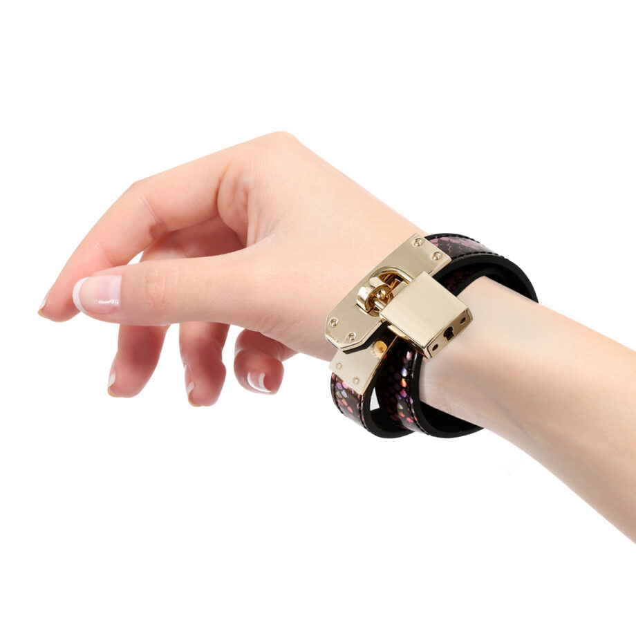 Collar/Bracelet One-size Narrow Gold/Pink Reptile