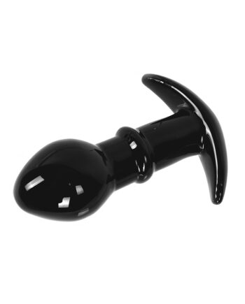 Glass Buttplug Black  Handle