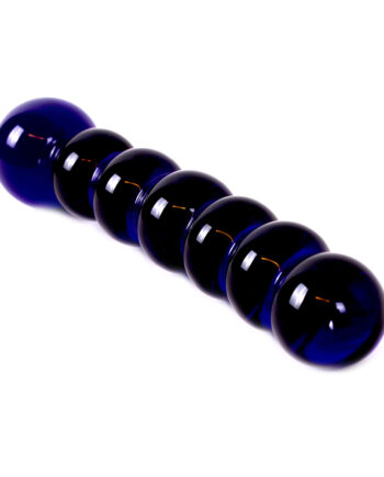Glass Dildo Black/Blue Beads