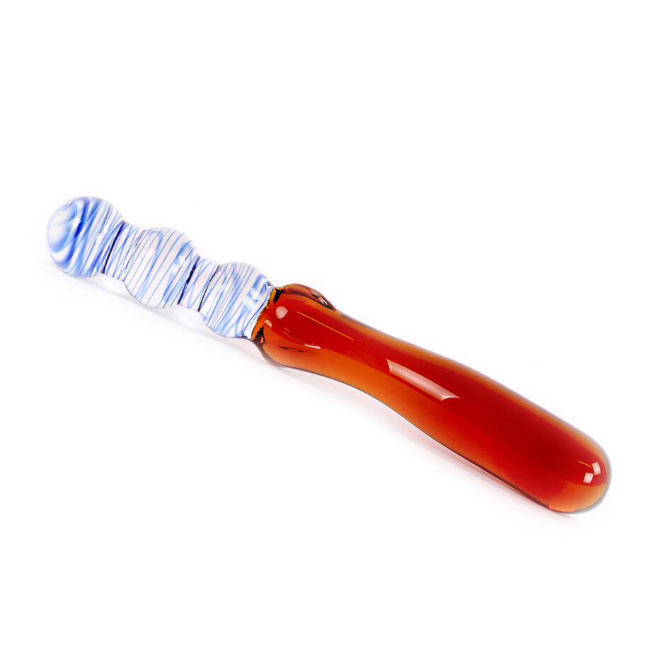 Glass Dildo Blue & Amber Curves