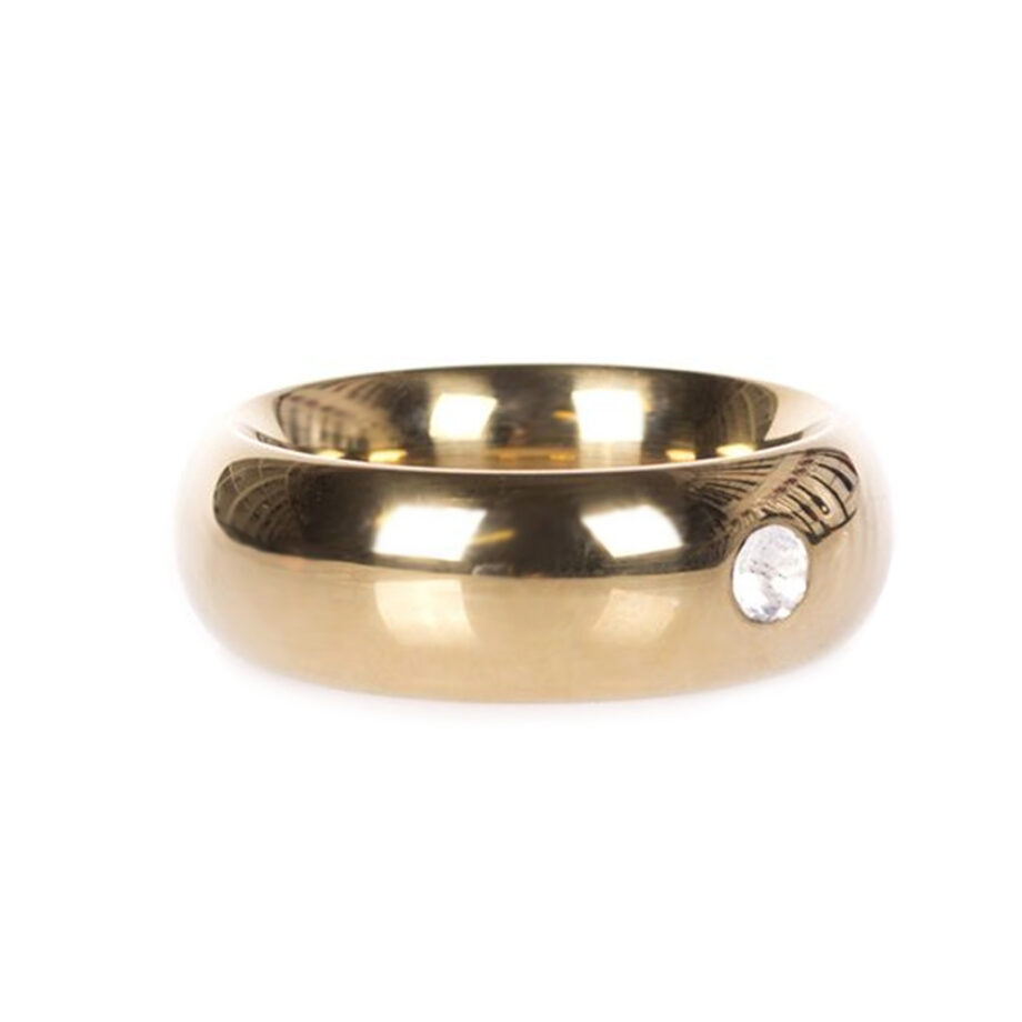 Gold Donut Cockring with Jewel - Thick - 55 mm