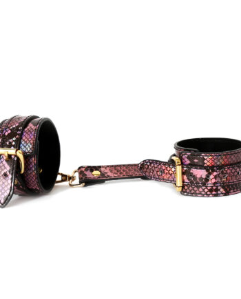 Hand Cuffs Gold/Pink Reptile
