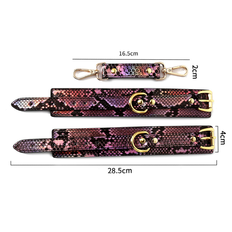 Hand Cuffs Gold/Pink Reptile