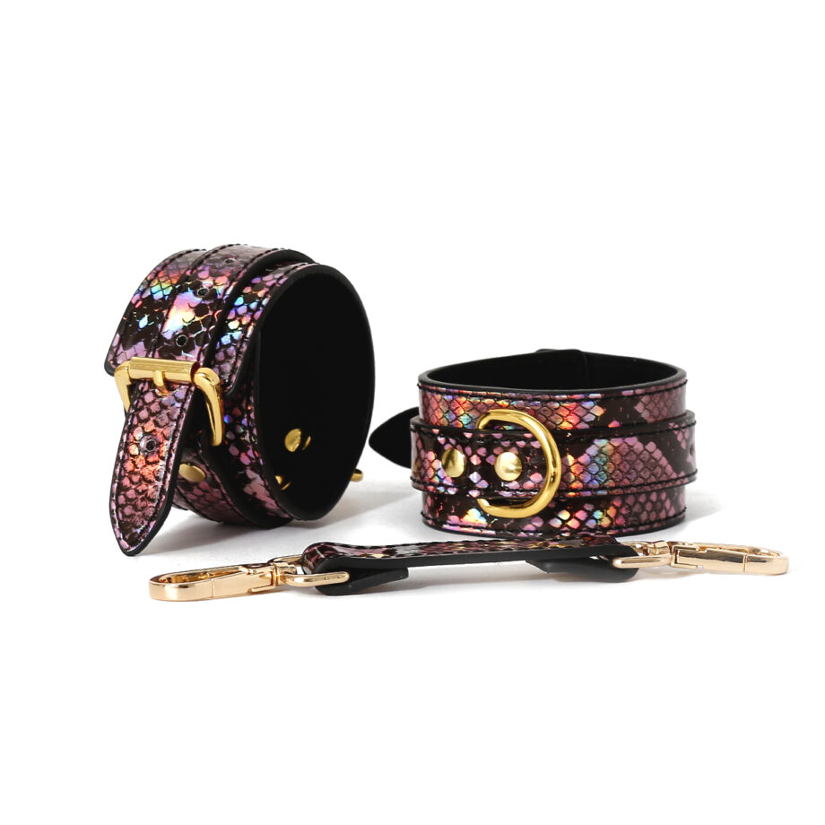 Hand Cuffs Gold/Pink Reptile