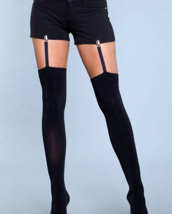 Hanging On Clip Garter Thigh Highs - BLK / OS