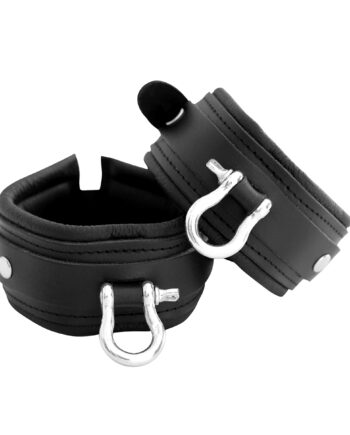 Leather Ankle cuffs with Metal Shackle