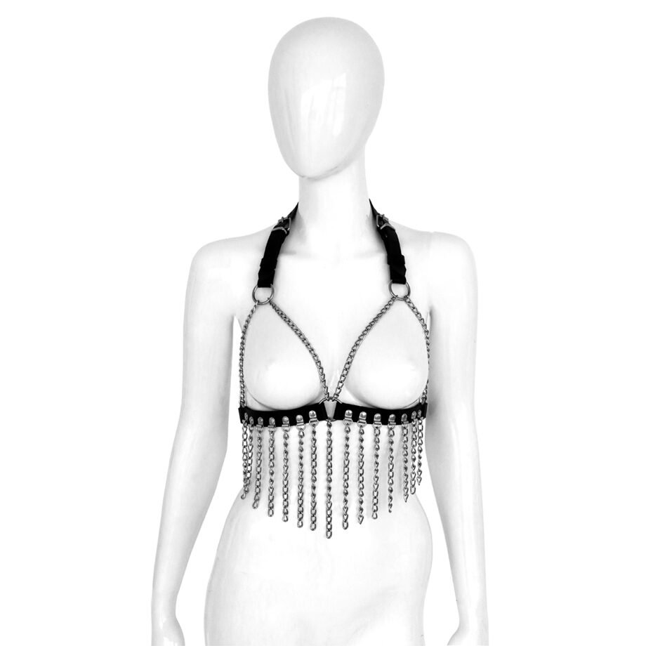 Leather Bra with Chains